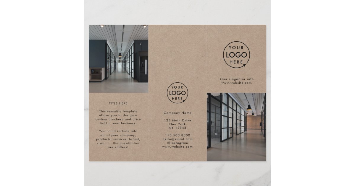 Rustic Brochures Rustic Kraft Business Photo Trifold Brochure | Zazzle