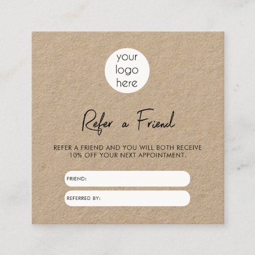 Rustic Kraft Business Refer A Friend Referral Card