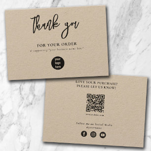Rustic Kraft Business Thank You Logo Social Media Card