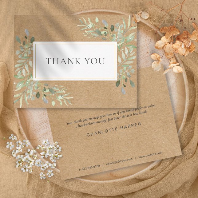 Rustic Kraft Business Thank You Spring Leaves Postcard (Rustic Kraft Business Thank You Spring Leaves Postcard)
