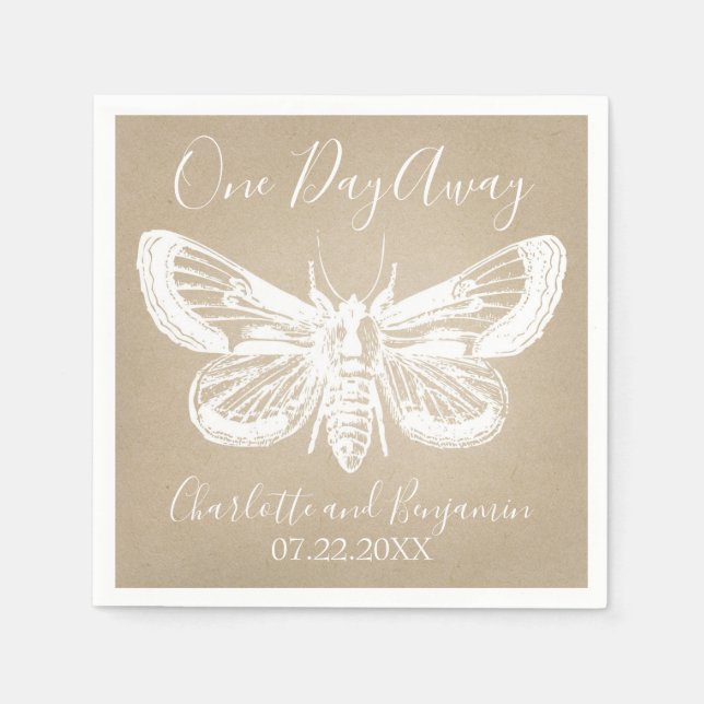 Rustic Kraft & Butterfly Rehearsal Dinner Wedding Napkins (Front)