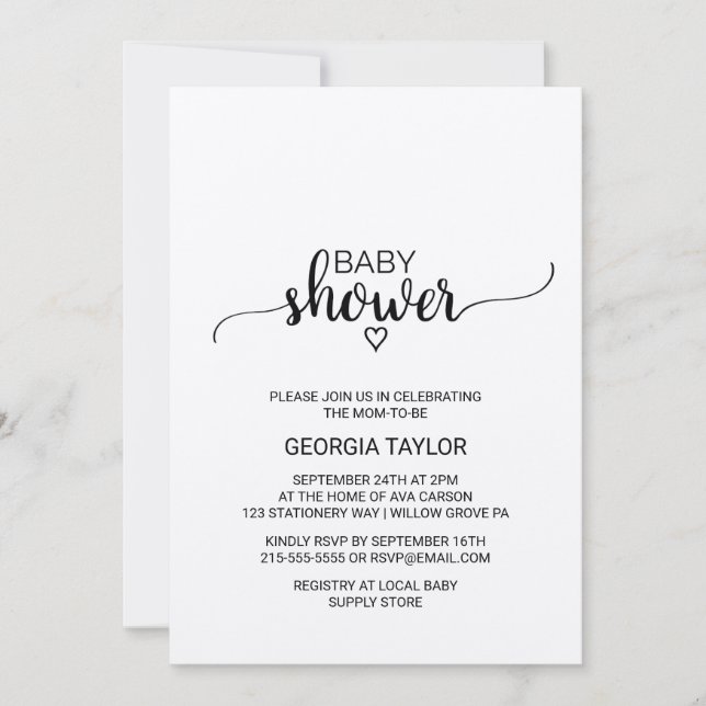 Rustic Kraft Calligraphy Baby Shower Invitation (Front)