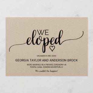 elopement invitations zazzle
