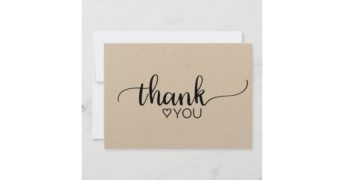 Rustic Kraft Calligraphy Thank You | Zazzle