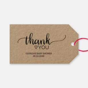 Rustic Kraft Calligraphy Thank You Favor Tags