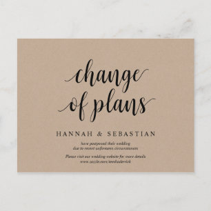 Rustic Kraft, Change of plans, wedding postponed Postcard