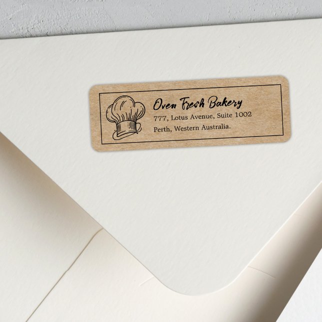 Rustic Kraft Chef Hat Bakery  Return Address  Label (Creator Uploaded)
