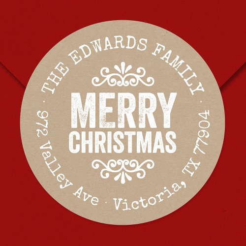 Rustic Kraft Christmas Circle Return Address Label