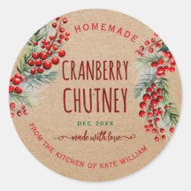 Rustic Kraft Christmas Cranberry Chutney Labels