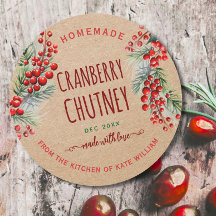 Rustic Kraft Christmas Cranberry Chutney Labels