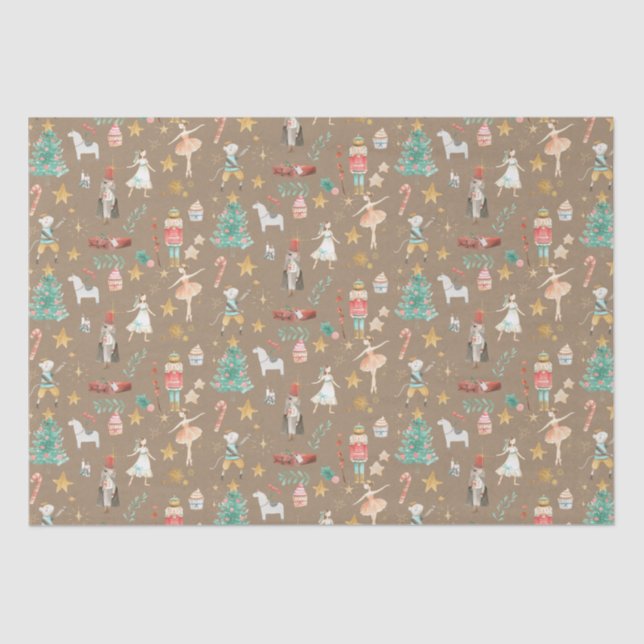 Rustic Kraft Christmas Nutcracker Ballet Tissue Paper (Front)