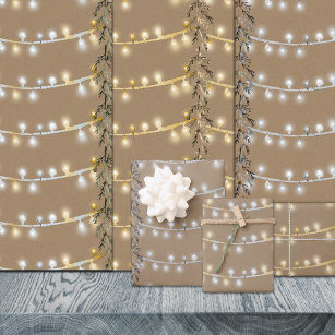 Bright Christmas Lights Kraft Wrapping Paper Sheets