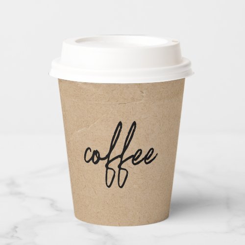 Rustic Kraft coffee Minimalist Script Paper Cups