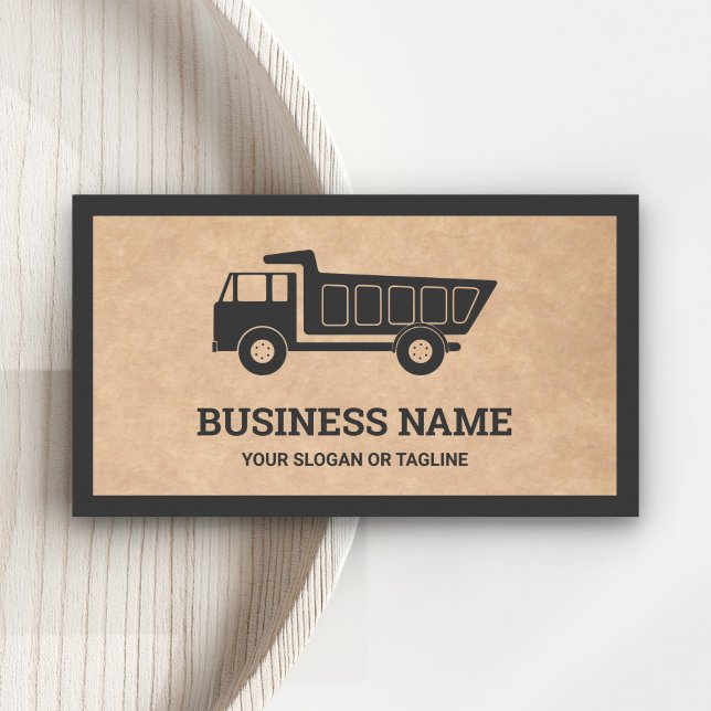 Rustic Kraft Construction Hauling Dump Truck Business Card (Creator Uploaded)