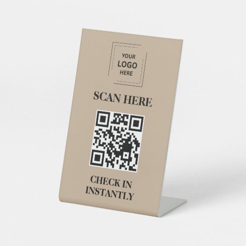Rustic Kraft Contactless Check In Display Pedestal Sign