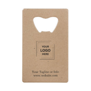 Rustic Kraft Corporate Business Logo Branding Credit Card Bottle Opener