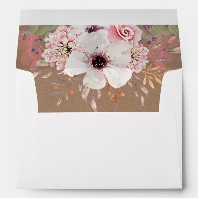 Rustic Kraft Country Floral 5x7 Wedding Envelope (Back (Bottom))