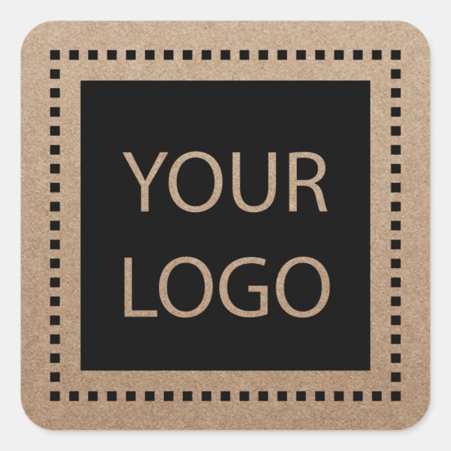 Rustic Kraft Custom Logo Minimalist Square Sticker (Front)