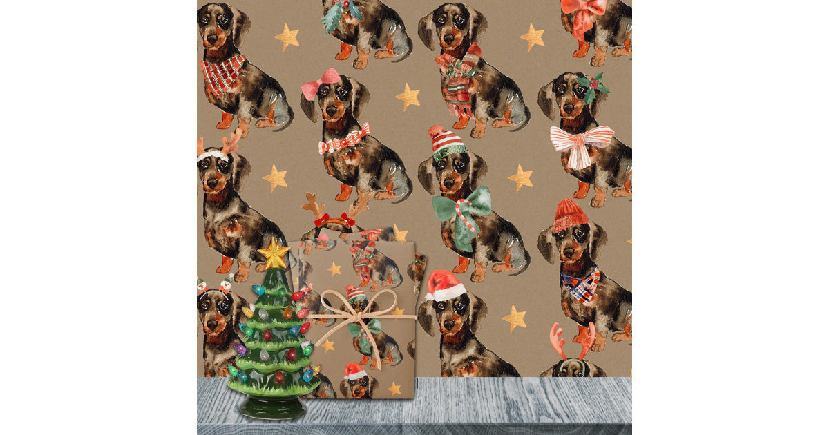 Rustic Kraft Dachshunds Christmas Party Wrapping Paper Sheets Zazzle