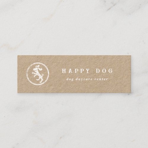 Rustic kraft dancing dog logo mini business card