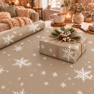 Rustic Kraft Dark Paper Winter White Snowflake