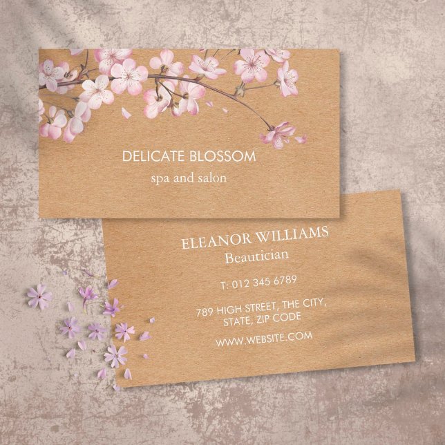Rustic Kraft Delicate Blossom Business Card (Creator Uploaded)