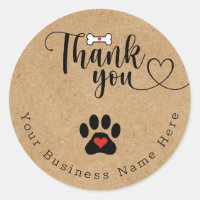 Rustic kraft - Dog Paw Custom Thank You Stickers