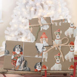 Rustic Kraft Dogs Dressed for Christmas Wrapping Paper Sheets<br><div class="desc">A Kraft colour Christmas wrapping paper featuring watercolour-painted dogs,  Jack Russel,  Bernese & Cavaliers dressed for the holidays.</div>