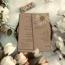 Rustic Kraft Dried floral Wedding Program
