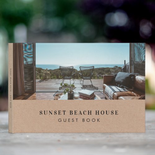 Rustic Kraft Earthy Villa Rental Vacation House Guest Book