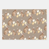Rustic Kraft Easter Bunnies Share Easter Egg Hunt Wrapping Paper Sheets (Front 3)