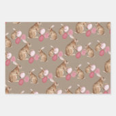 Rustic Kraft Easter Bunnies Share Easter Egg Hunt Wrapping Paper Sheets (Front 2)
