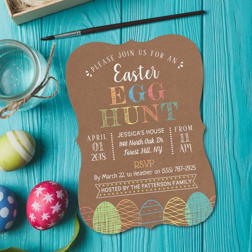 Rustic Kraft Easter Egg Hunt Invitation