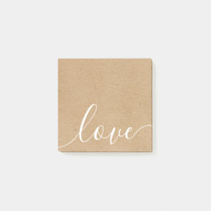 Rustic Kraft Elegant Script Love Post-it Notes