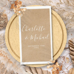 Rustic Kraft Elegant Signature Script Wedding Paper Guest Towels