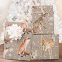 Rustic Kraft Winter White Snowflakes Matte Wrapping Paper