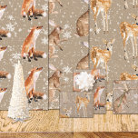Rustic Kraft Elegant Snowy Winter Animals Wrapping Paper Sheets
