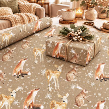 Rustic Kraft Elegant Winter Animals Large Scale