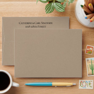 Rustic Kraft Envelope Name Address Back Flap