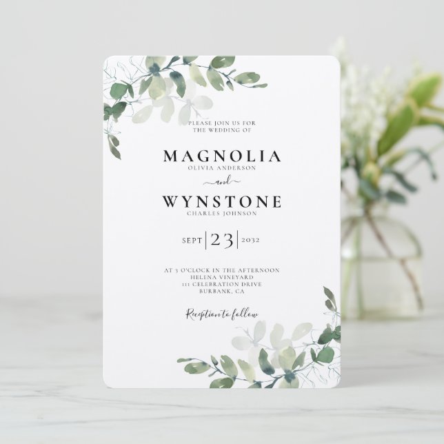 Rustic Kraft Eucalyptus Botanical Wedding Invitation (Standing Front)