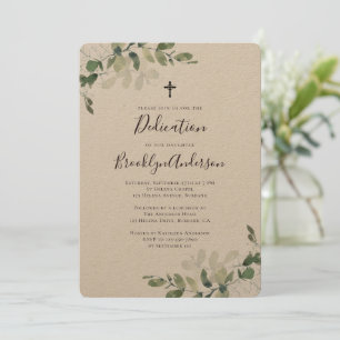 Rustic Kraft Eucalyptus Greenery Dedication Invitation