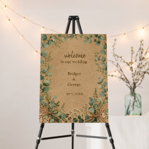 Rustic Kraft Eucalyptus lace Wedding Foam Board