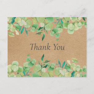 Rustic Kraft Eucalyptus Leaves Business Thank You Postcard
