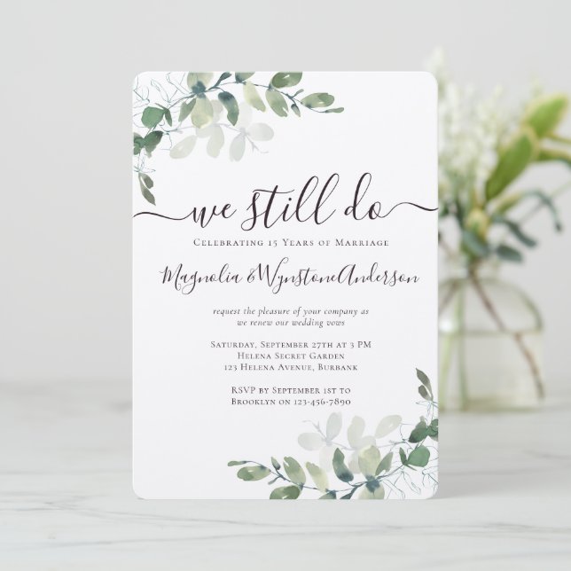 Rustic Kraft Eucalyptus Vow Renewal Invitation (Standing Front)