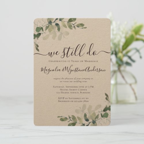 Rustic Kraft Eucalyptus Vow Renewal Invitation