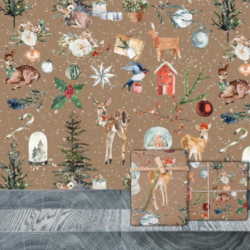 Rustic Kraft Everything Christmas Wrapping Paper Sheets