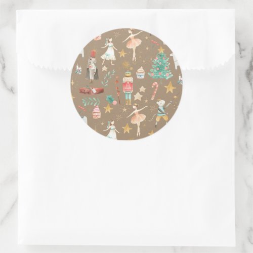 Rustic Kraft Everything Nutcracker Christmas Classic Round Sticker