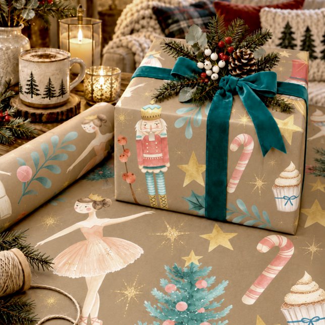 Rustic Kraft Everything Nutcracker Christmas Large Wrapping Paper (Creator Uploaded)