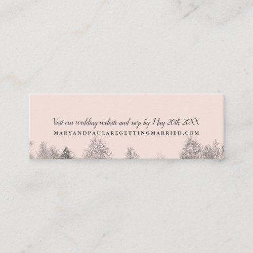 Rustic kraft Fall blush pine trees wedding detail Mini Business Card