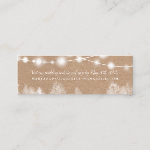 Rustic kraft Fall winter pine light wedding detail Mini Business Card
